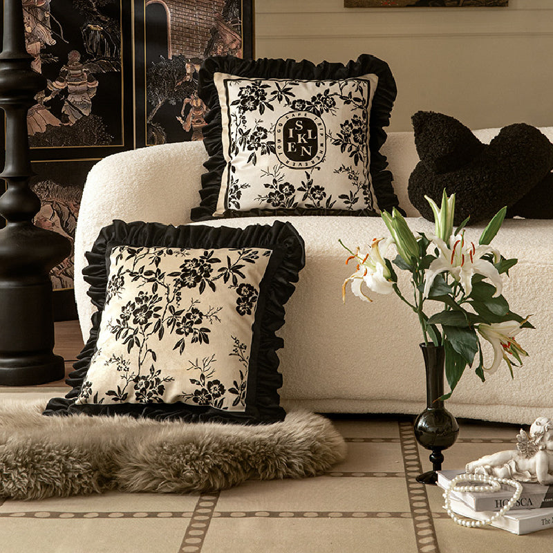 2design monotone floral frill cushion