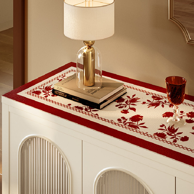 burgundy red fower shelf mat