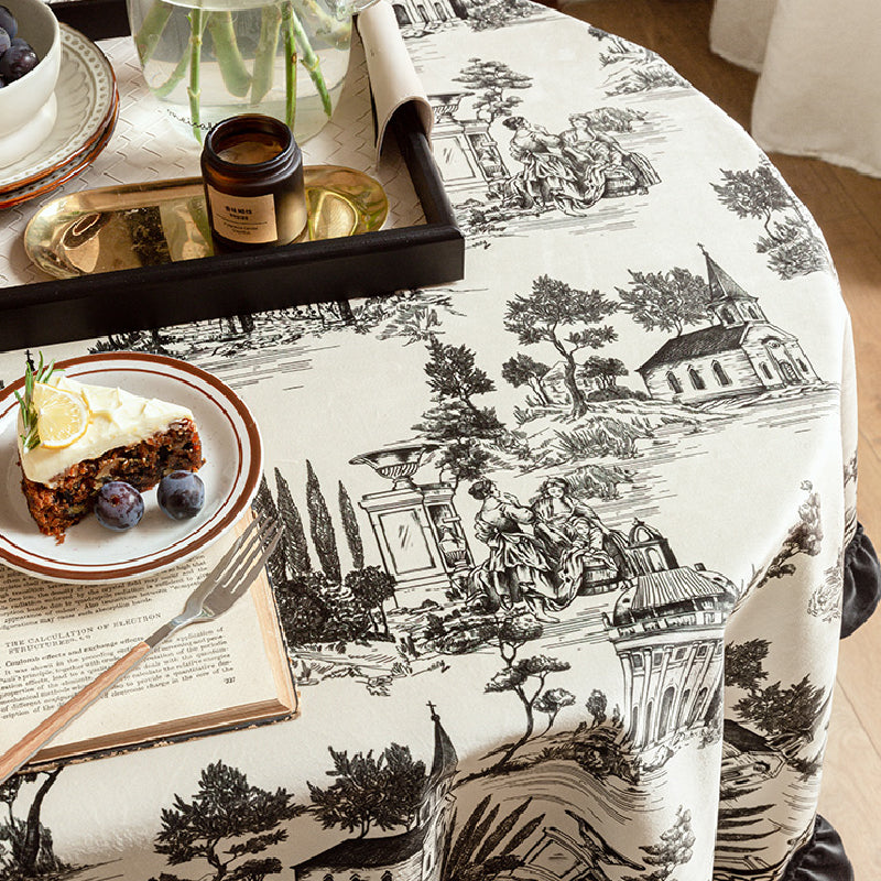 black frill elegance table cloth