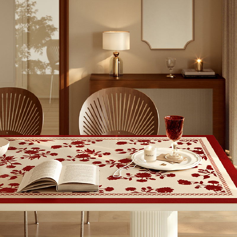 burgundy red fower table mat