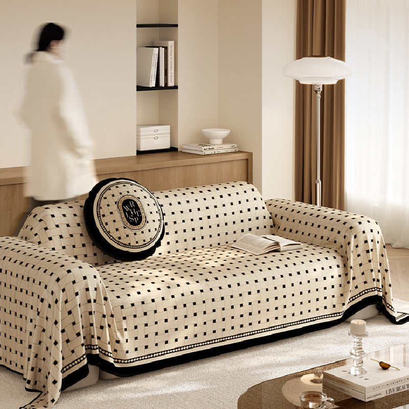 BROWN RETRO TILE SOFA COVER