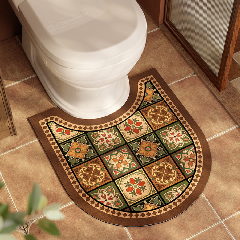 exotic brown flower toilet mat
