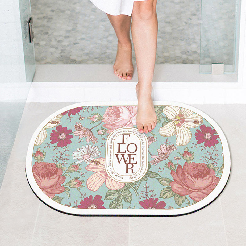 girly elegance floral toilet mat