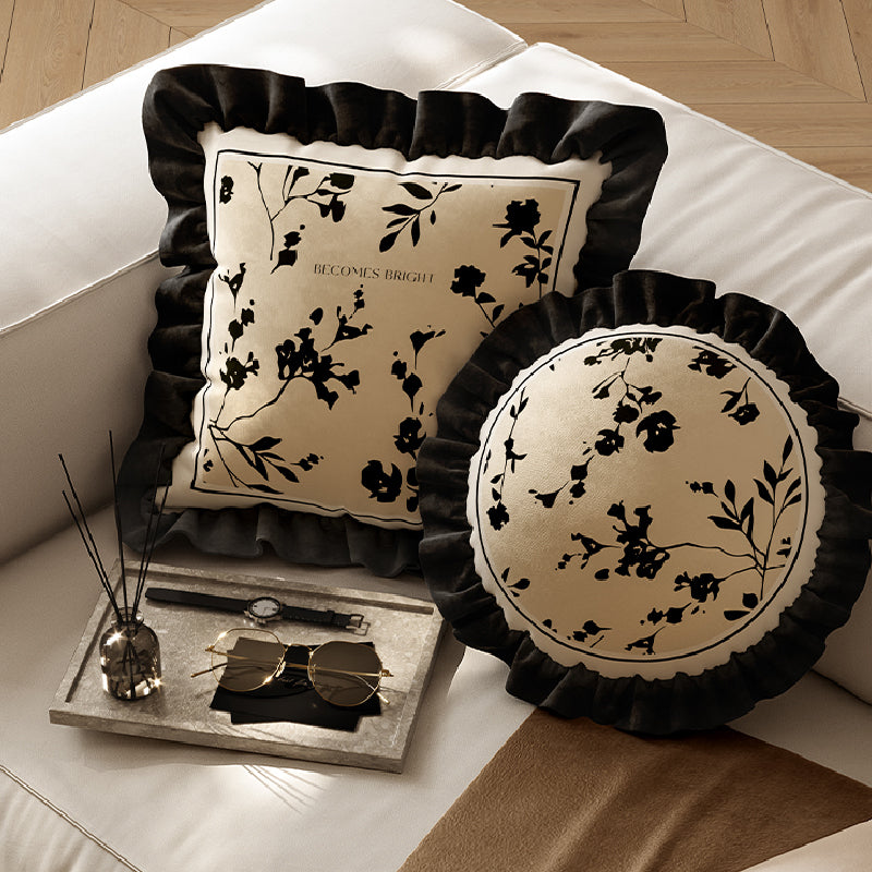 black moon light frill cushion