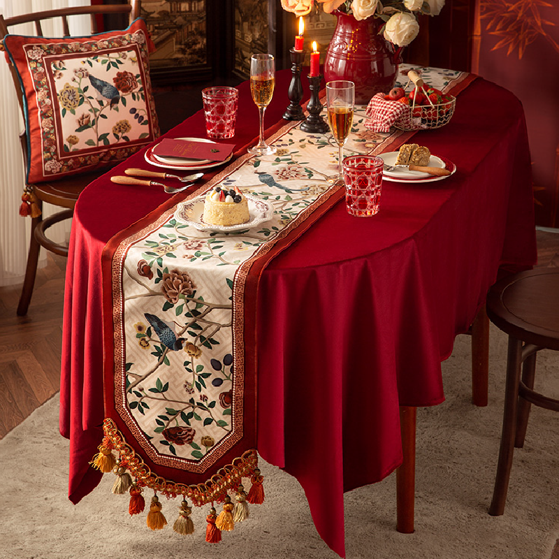 white red flower elegance table runner