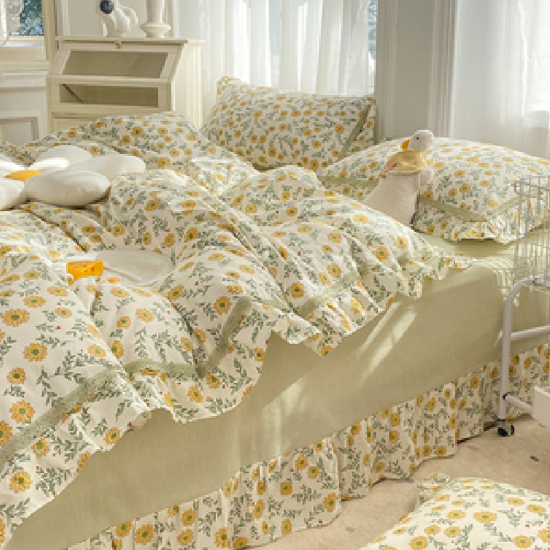 23design flower two-tone frill bedlinen set