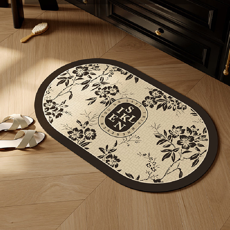 monotone floral bath mat