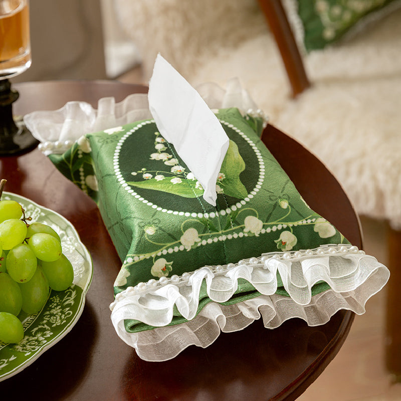 green flower frill tissue case