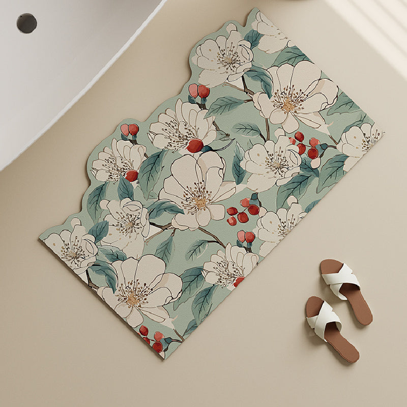 green elegance flower bath mat
