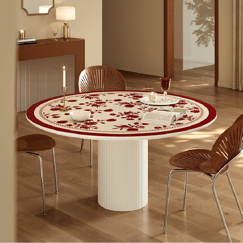 burgundy red fower round table mat