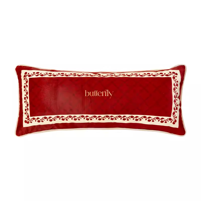3design burgundy red fower frill cushion