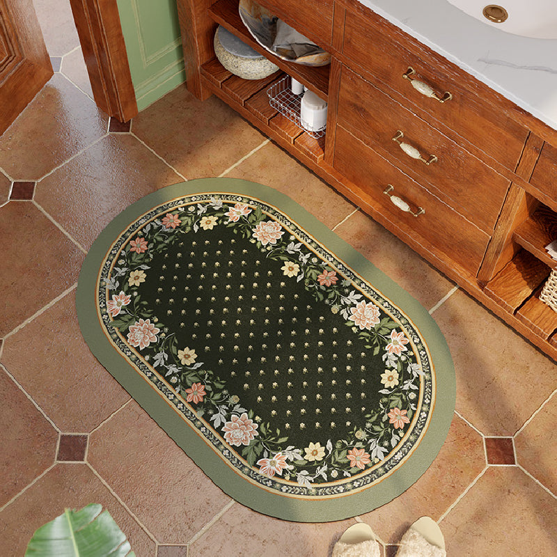 2design green floral bath mat