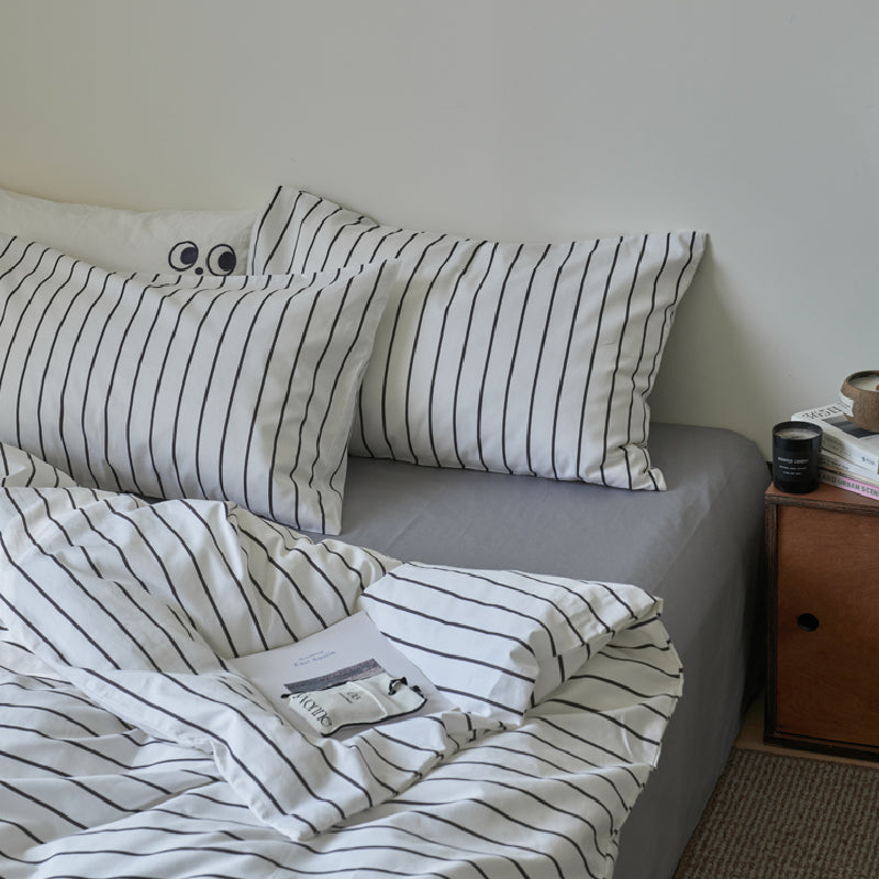 2color stripe scandinavian style bedlinen set