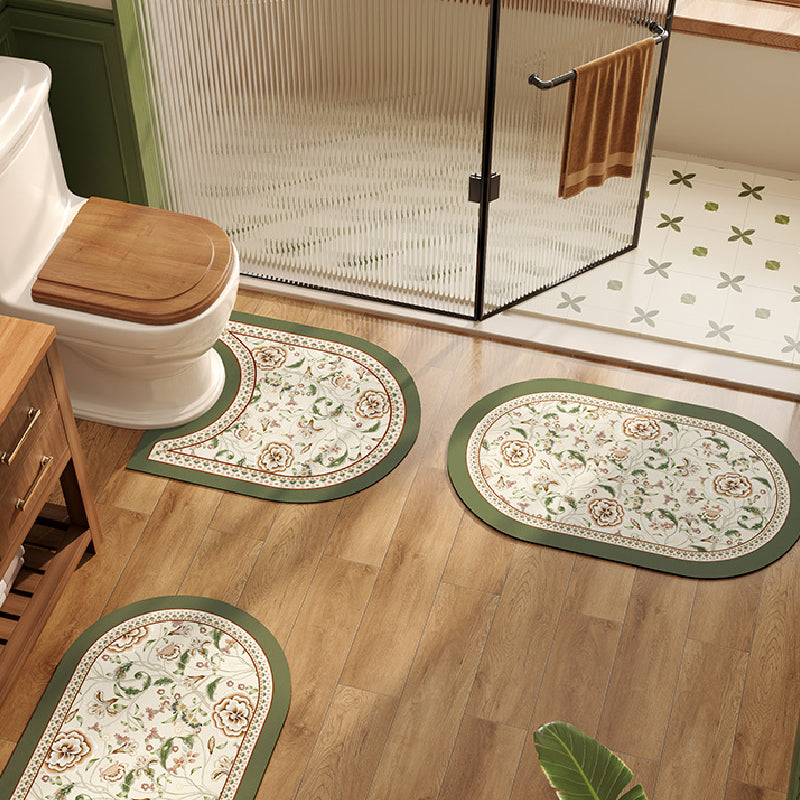 elegance floral white toilet mat