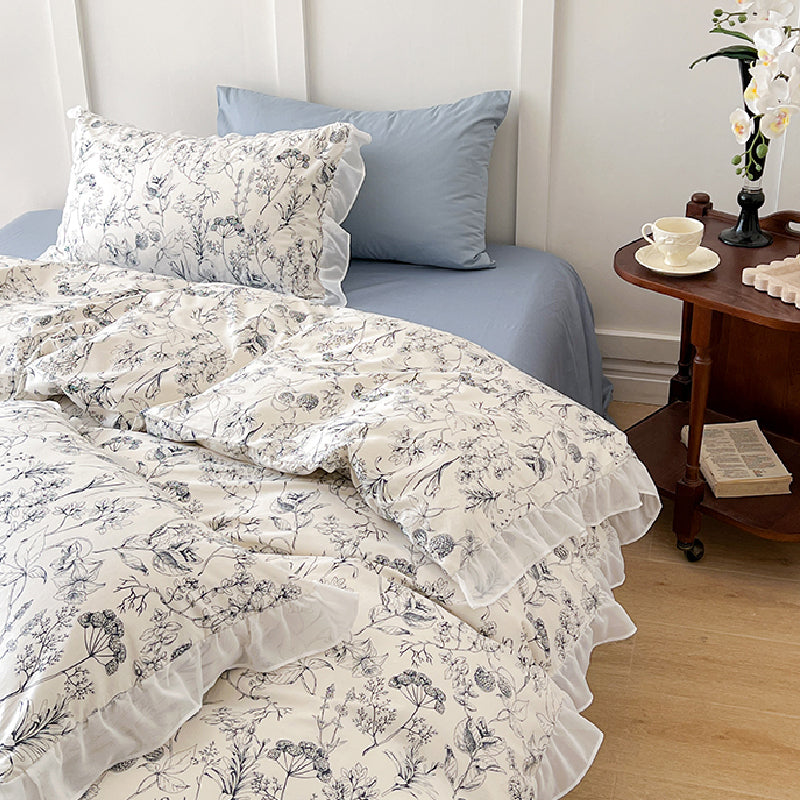 white frill girly bedlinen set