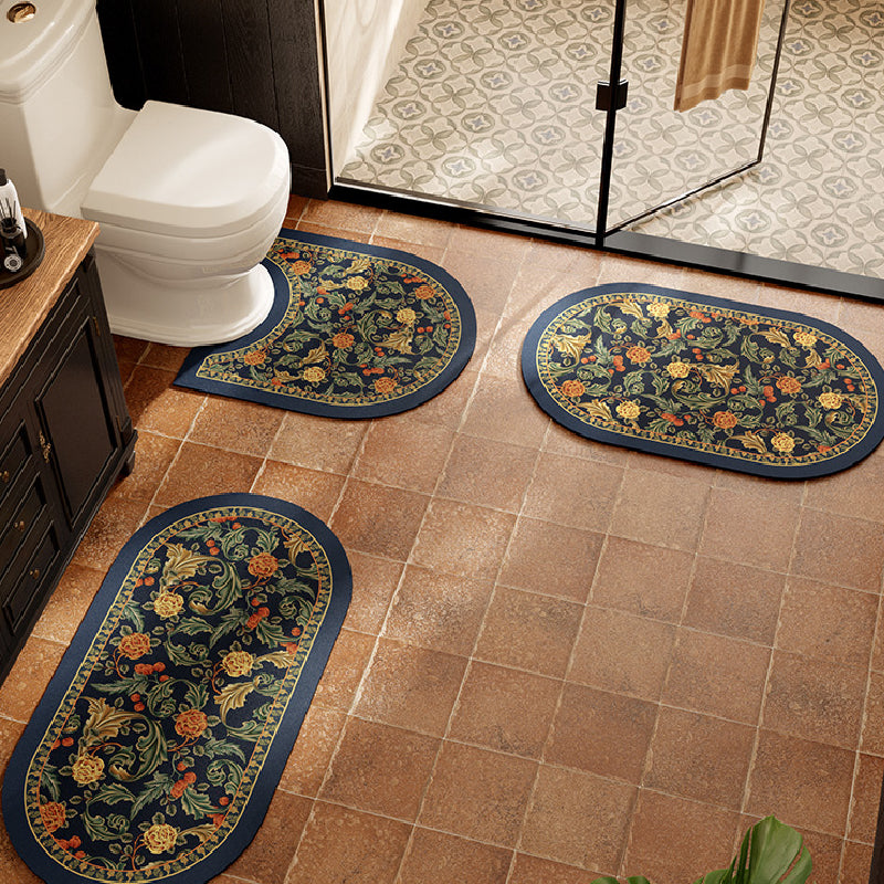 elegance floral navy toilet mat