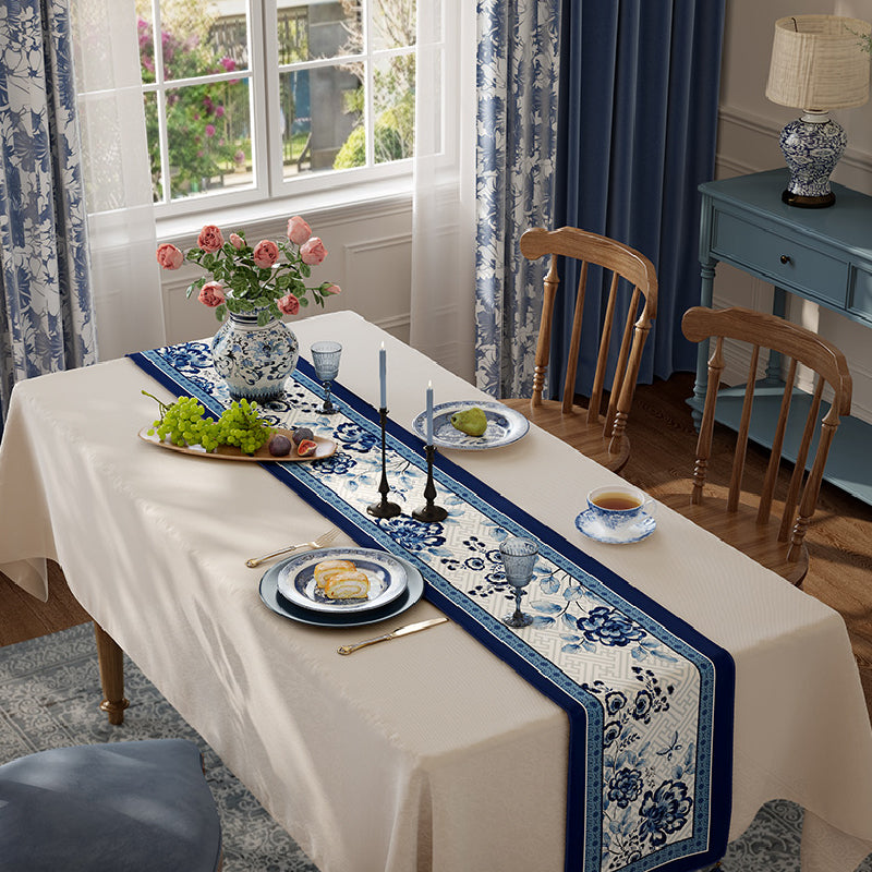 blue flower elegance table runner