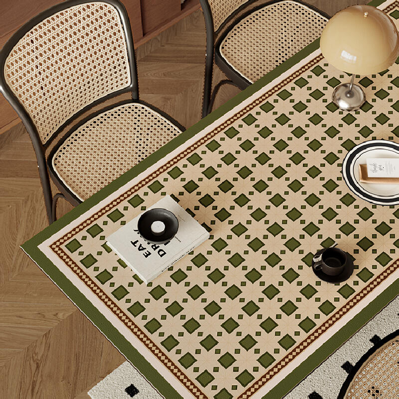 green retro tile square table mat