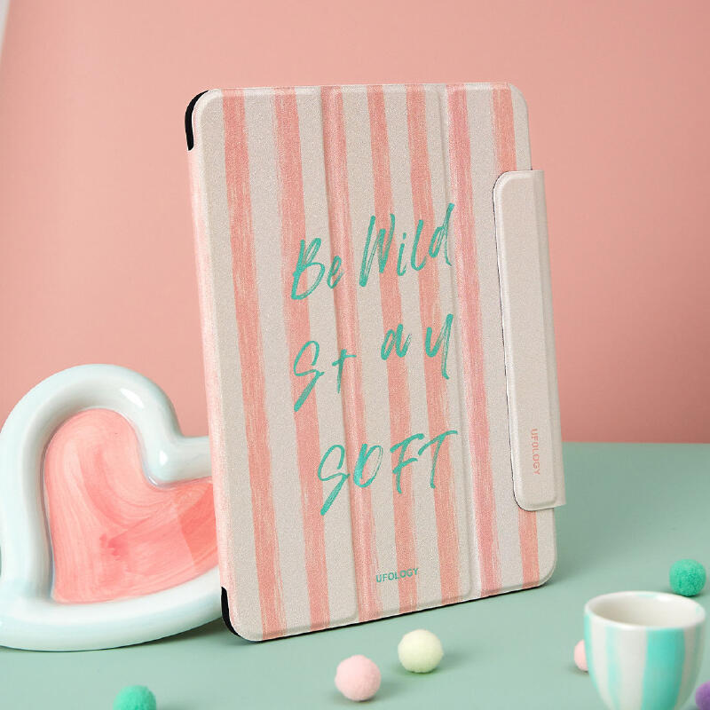 pink stripe logo iPad case
