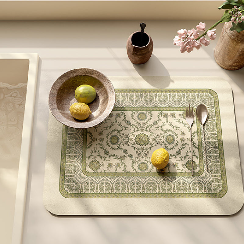 green ethnic vintage sink mat