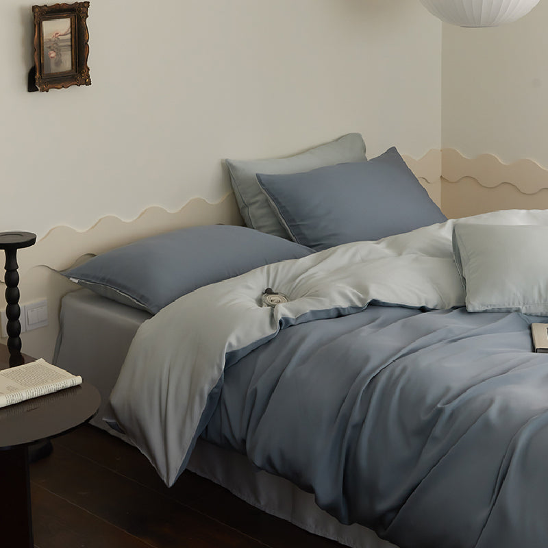 two-tone simple cotton bedlinen set