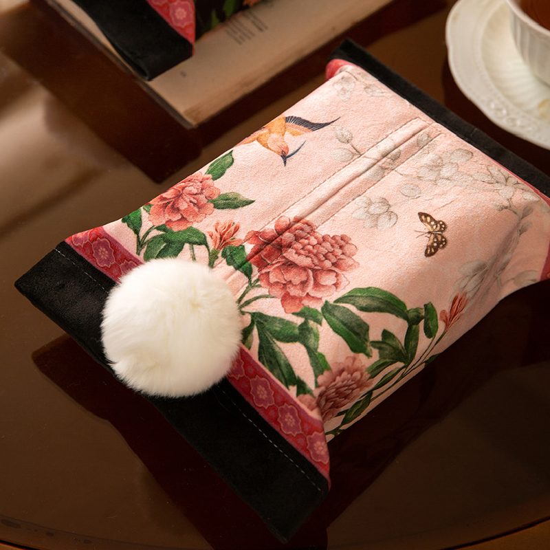 2color black pink rabbit tail tissue case