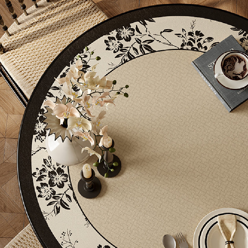 monotone floral round table mat