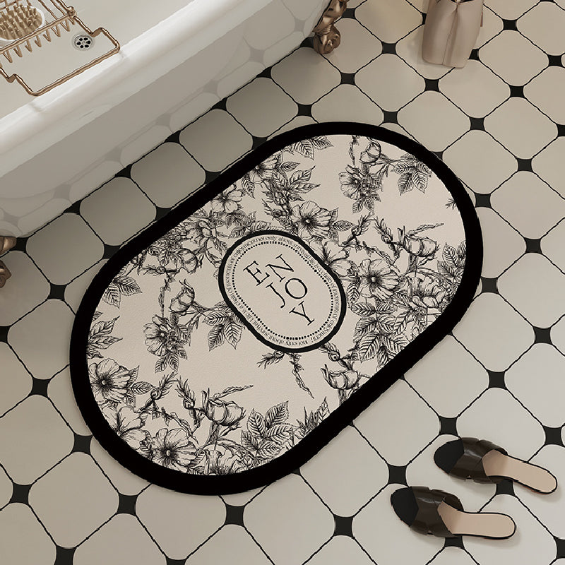 4design elegance monotone flower bath mat