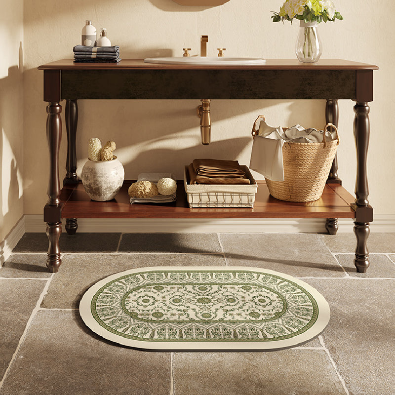green ethnic vintage bath mat