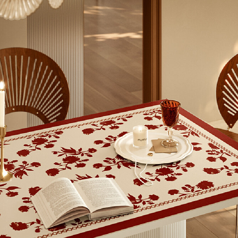 burgundy red fower table mat