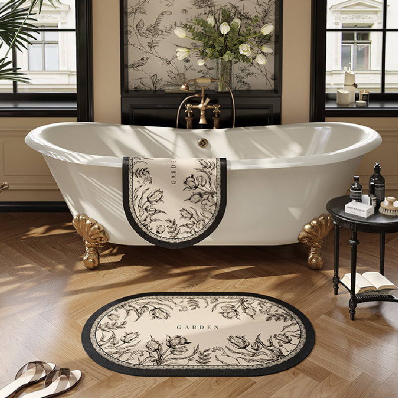 2design black bloom tulip bath mat