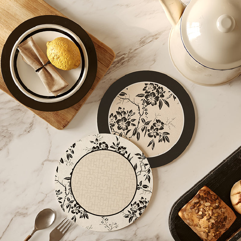 2design monotone floral round coaster