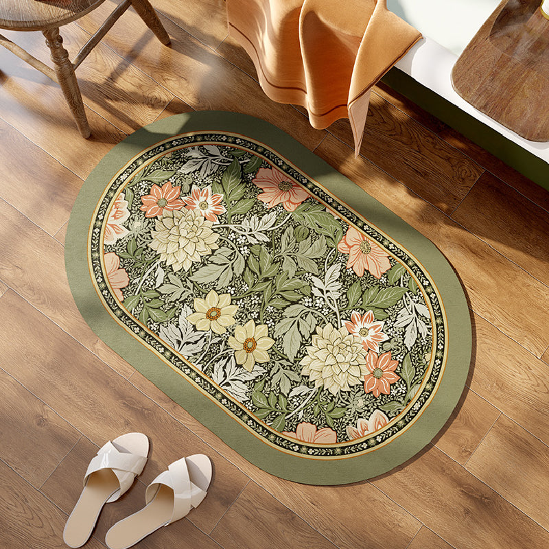 elegance floral green toilet mat