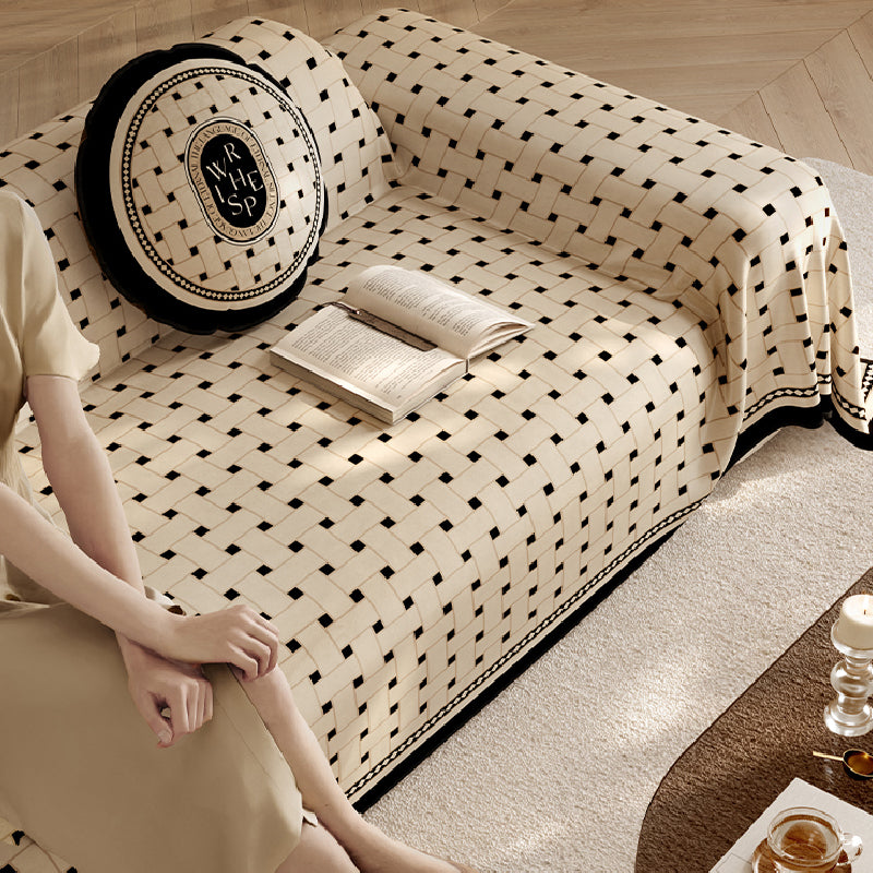 BROWN RETRO TILE SOFA COVER