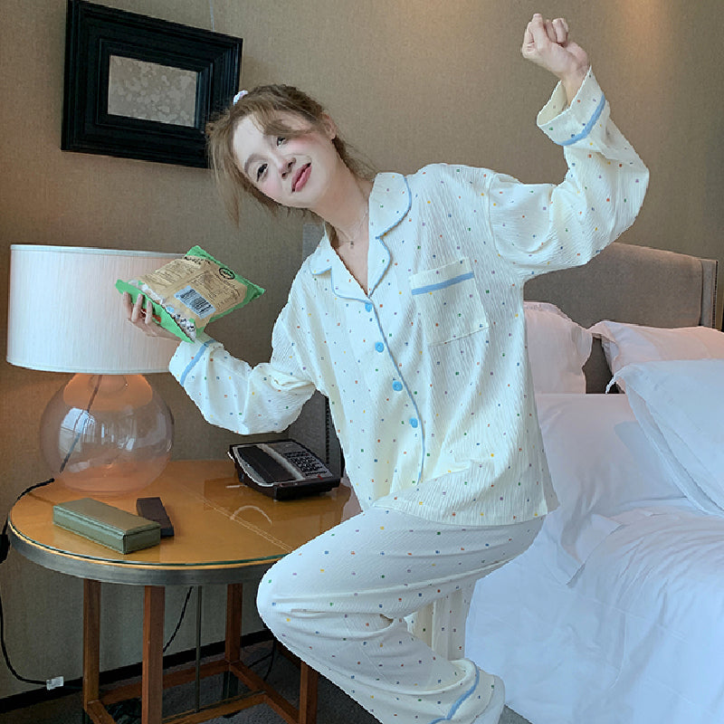 casual blue piping roomwear