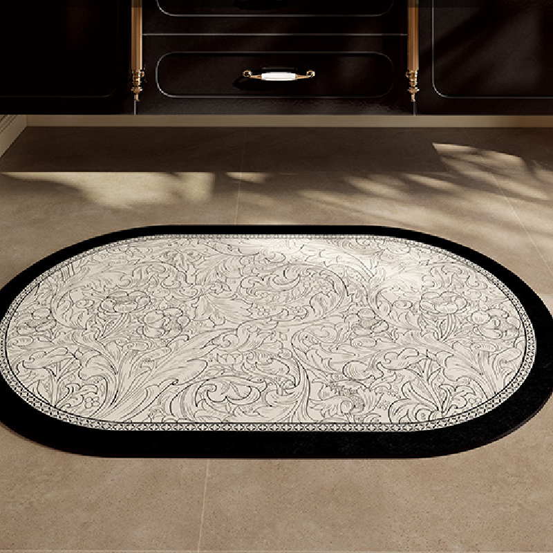 monotone simple elegance flower bath mat