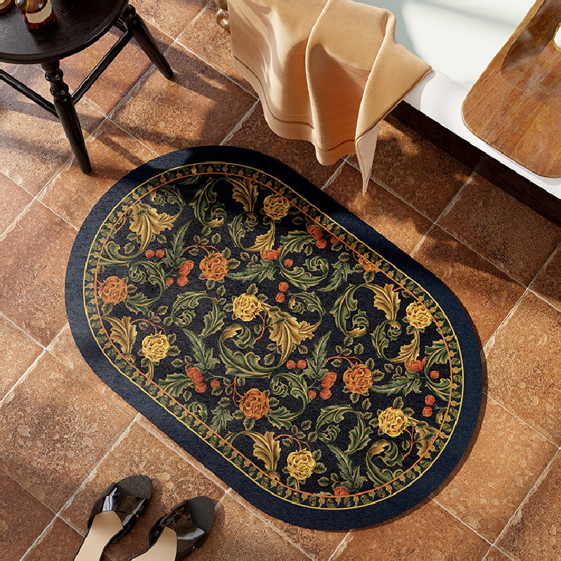 elegance floral navy toilet mat
