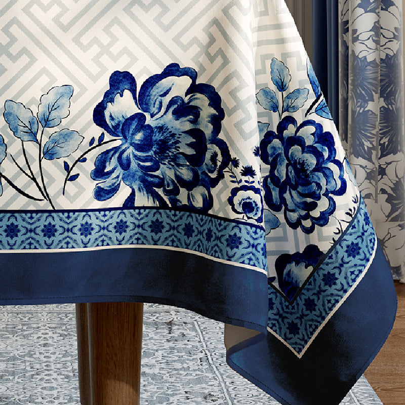 blue flower elegance table cloth