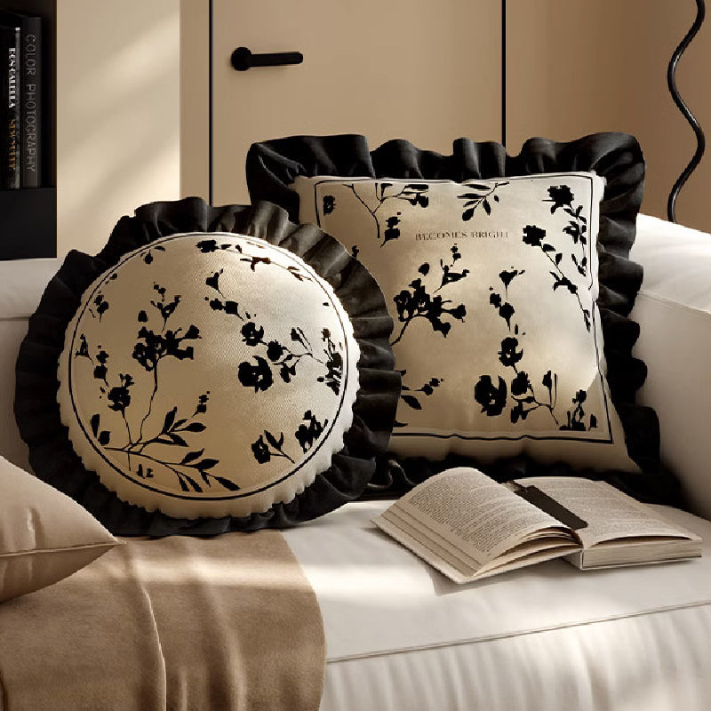 black moon light frill cushion