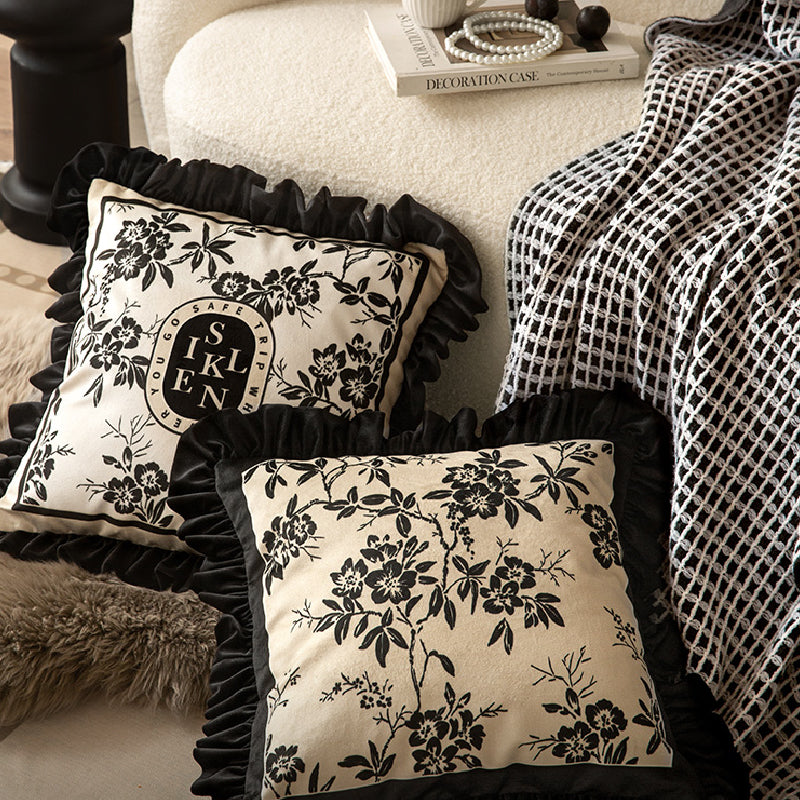 2design monotone floral frill cushion