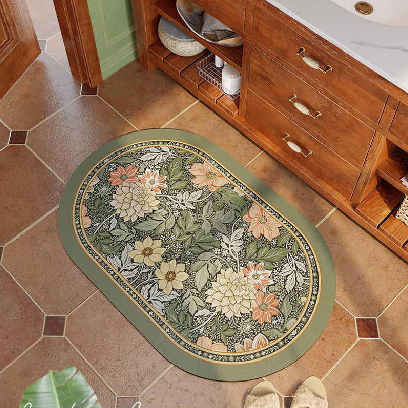 2design green floral bath mat