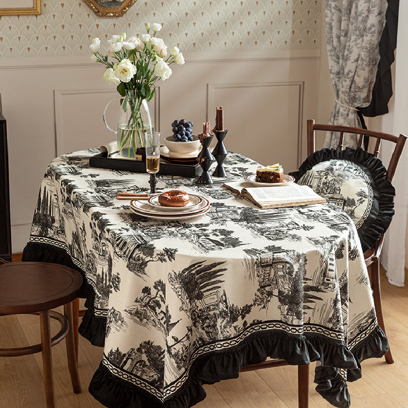 black frill elegance table cloth