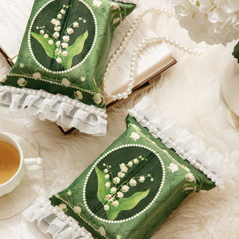 green flower frill tissue case