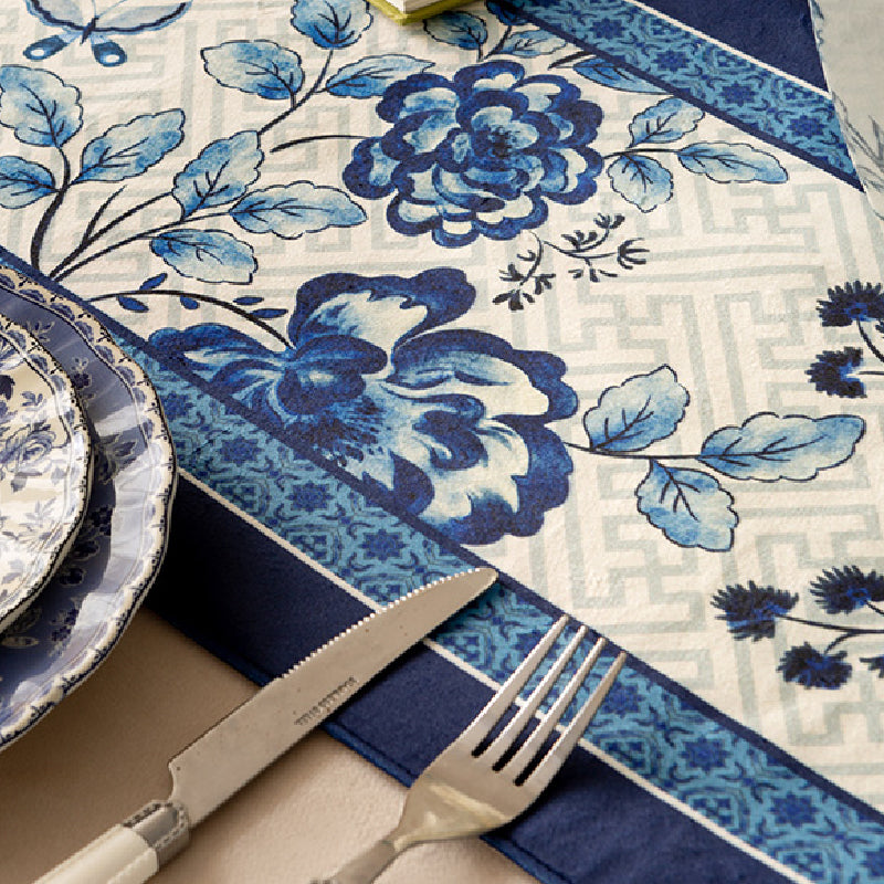 blue flower elegance table runner
