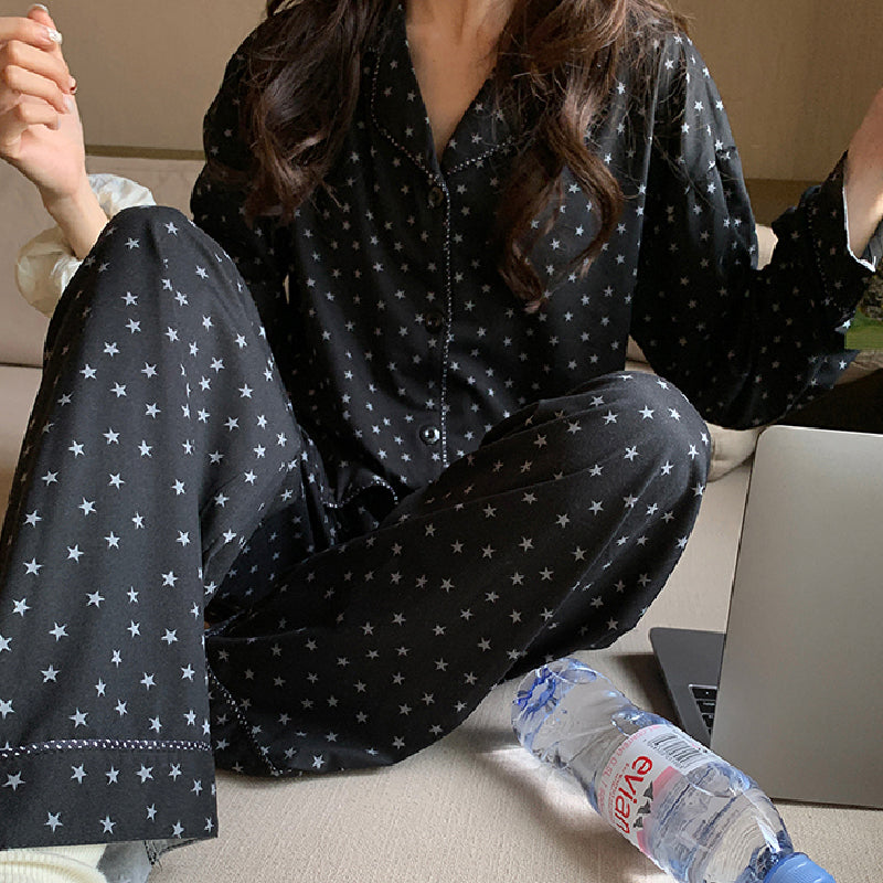 simple casual black dot room wear