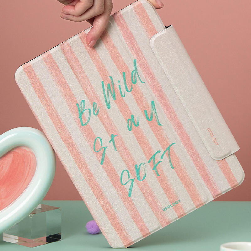 pink stripe logo iPad case