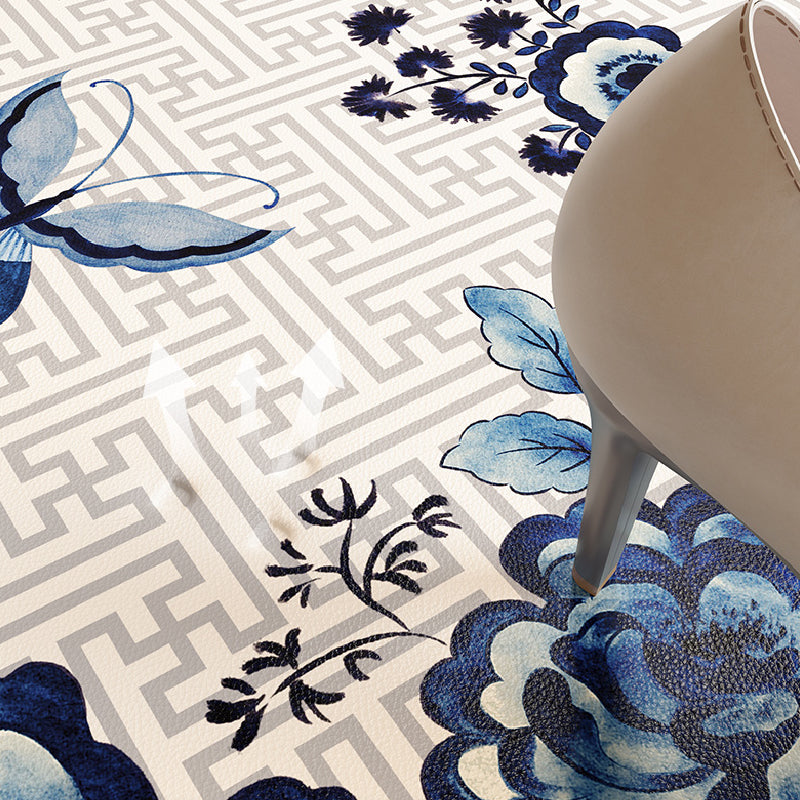 2design blue flower elegance door mat