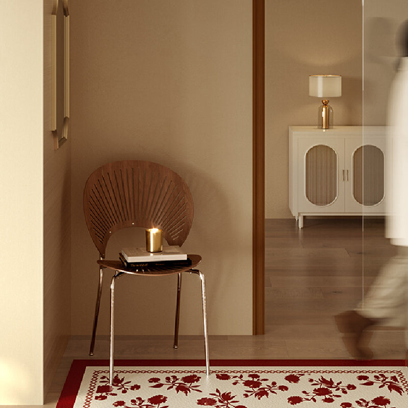 burgundy red fower door mat