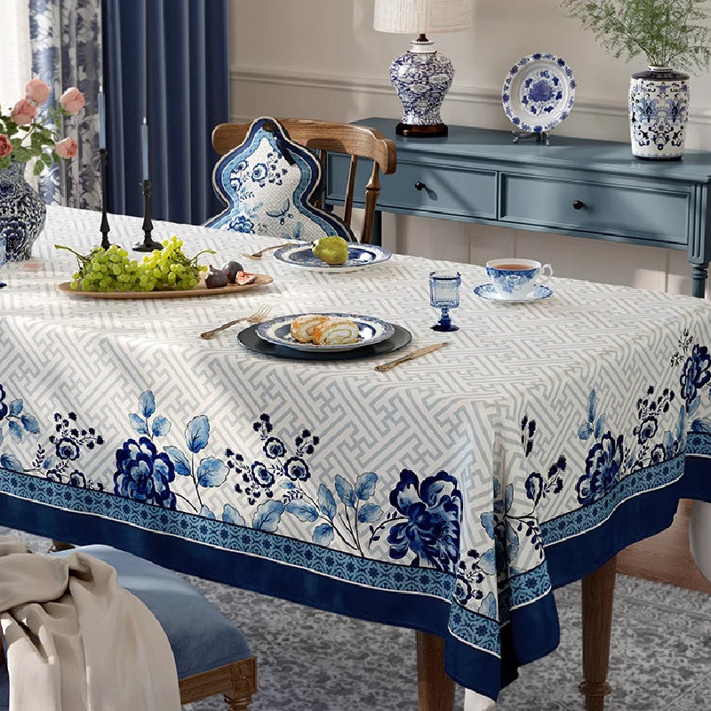 blue flower elegance table cloth