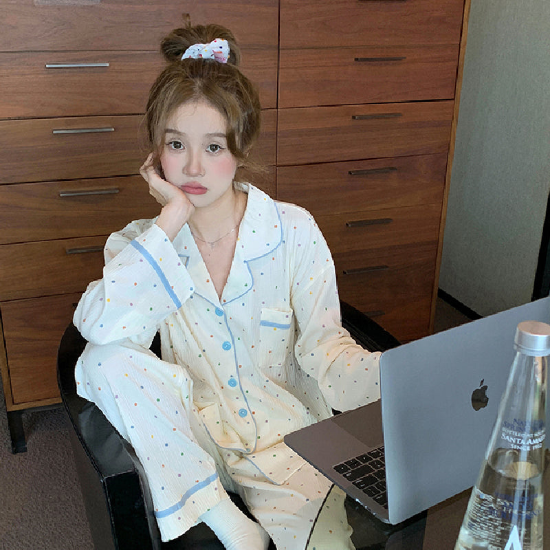 casual blue piping roomwear